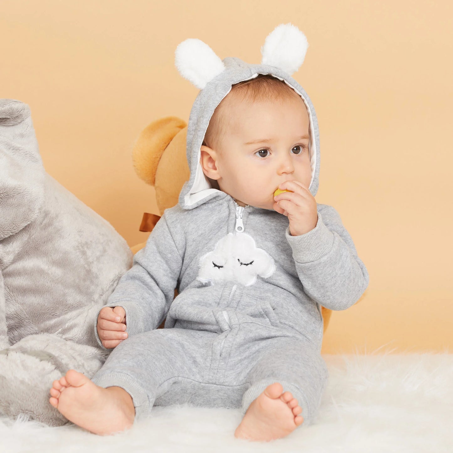 Cozy Cloud Hooded Winter Rompers for Boys & Girls - Adorable Unisex Baby Bodysuit