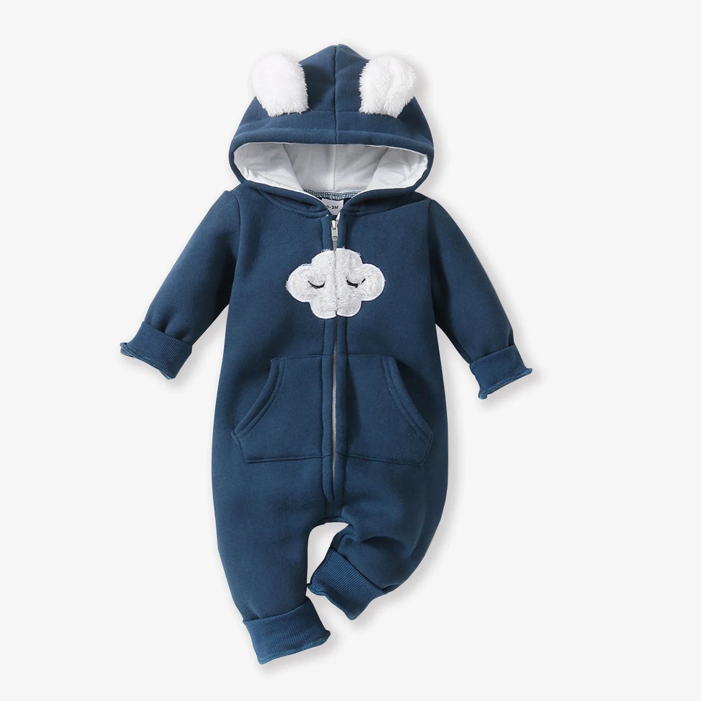 Cozy Cloud Hooded Winter Rompers for Boys & Girls - Adorable Unisex Baby Bodysuit
