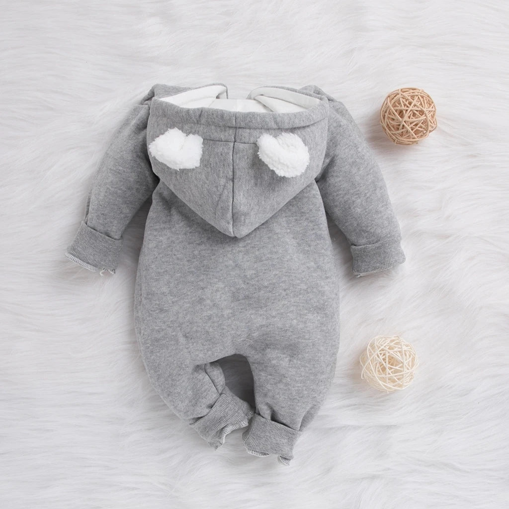 Cozy Cloud Hooded Winter Rompers for Boys & Girls - Adorable Unisex Baby Bodysuit