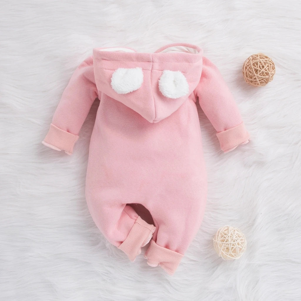 Cozy Cloud Hooded Winter Rompers for Boys & Girls - Adorable Unisex Baby Bodysuit